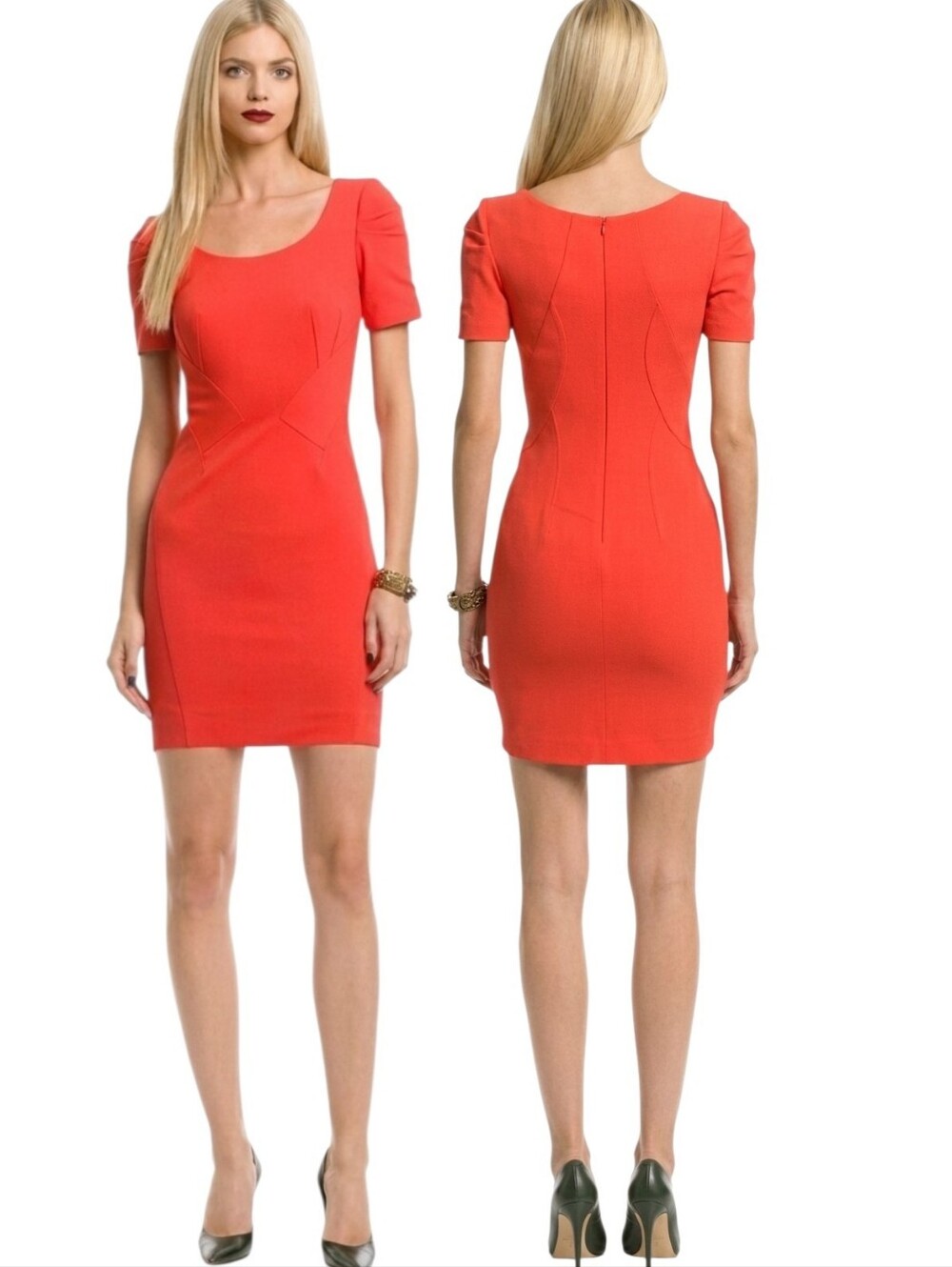 ZAC POSEN Red Holler Back Sheath Dress - Size 4